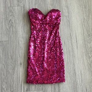 Hot Pink Sweetheart Sequin Dress
